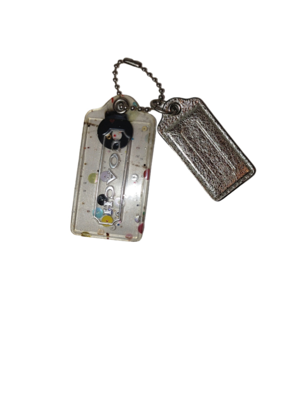 Coach Poppy Confetti XL Resin Hangtag & Metallic Leather Hangtag